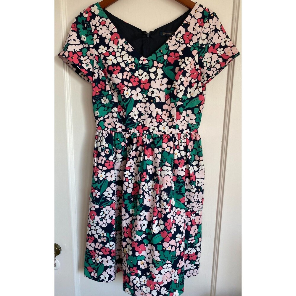 Brooks Brothers V-Neck Floral Midi Dress Women's Size 4 Petite
